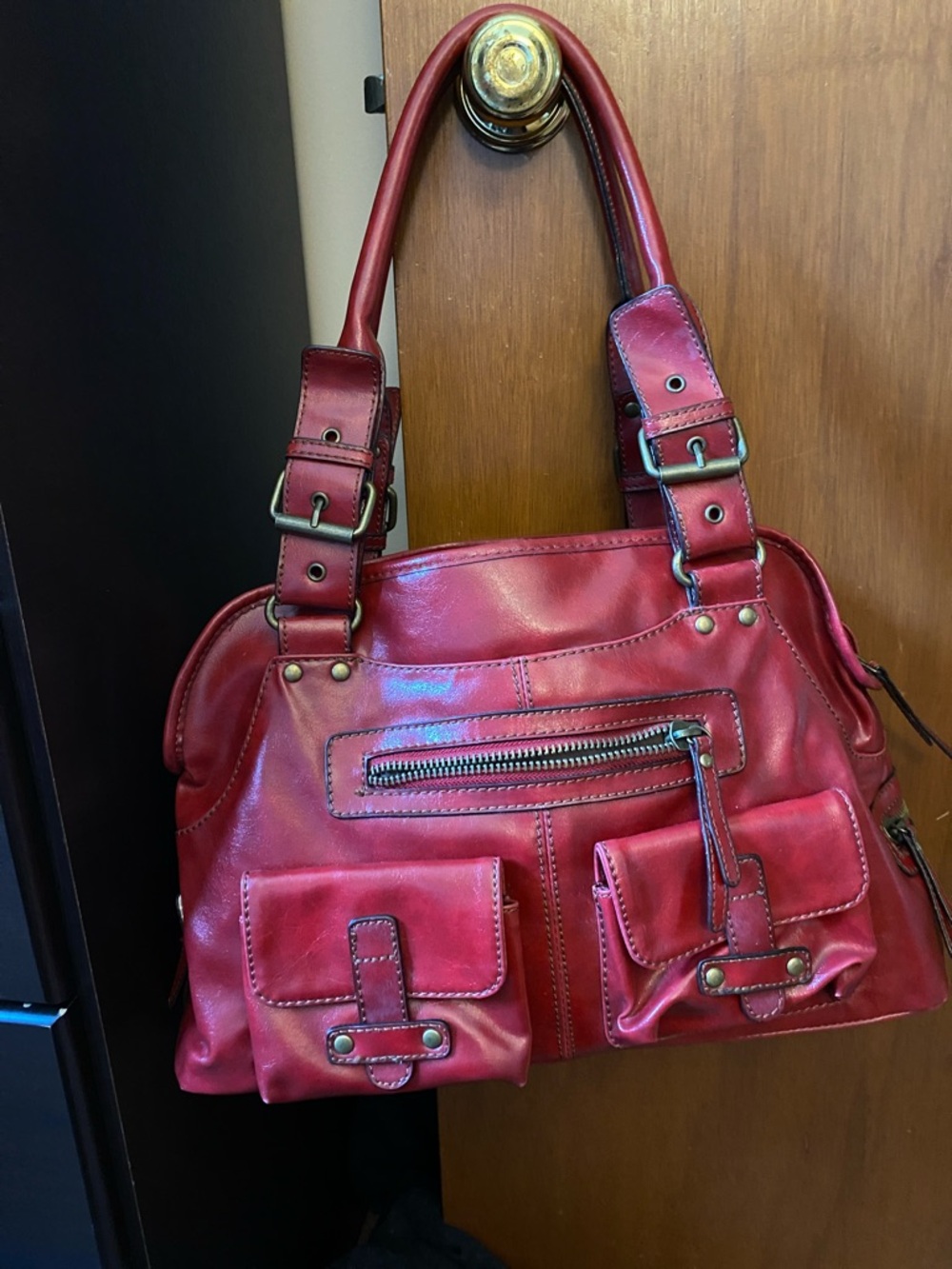 Aldo Red Satchel with Front Pockets